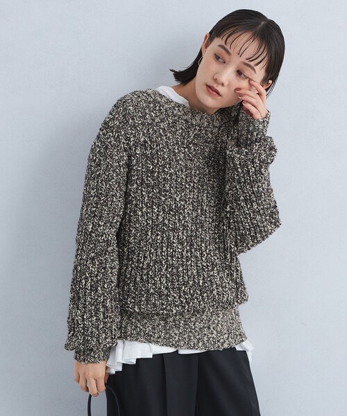 green label relaxing(グリーンレーベルリラクシング)の「スラブ ニット プルオーバー -ウォッシャブル-(ニット/セーター・レディース・ダークグレー/オレンジ/ナチュラル・FREE)」の4枚目の写真