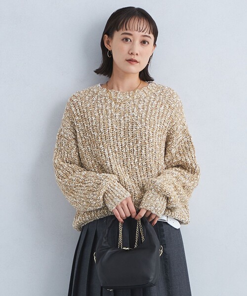 green label relaxing(グリーンレーベルリラクシング)の「スラブ ニット プルオーバー -ウォッシャブル-(ニット/セーター・レディース・ダークグレー/オレンジ/ナチュラル・FREE)」の7枚目の写真