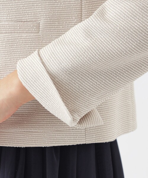 【セール】【美シリーズ】【ウォッシャブル】【セットアップ対応】ラメツイーディージャージノーカラージャケット（ノーカラージャケット）｜TRANS WORK（トランスワーク）