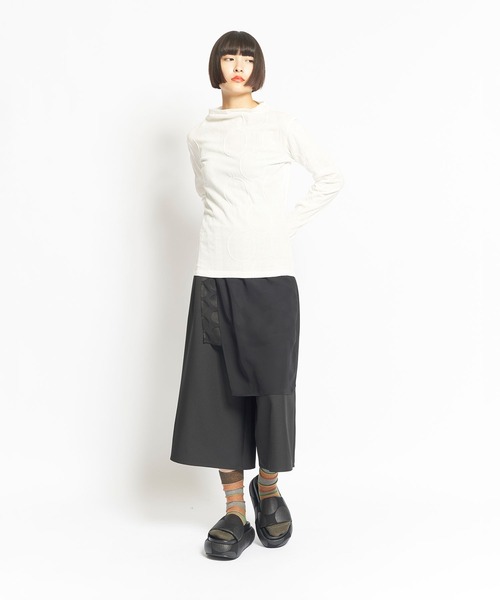 gomme（ゴム）の「リングドット　ハイネックＴ（Tシャツ/カットソー・レディース・ホワイト/ブラック・MEDIUM）」の3枚目の写真