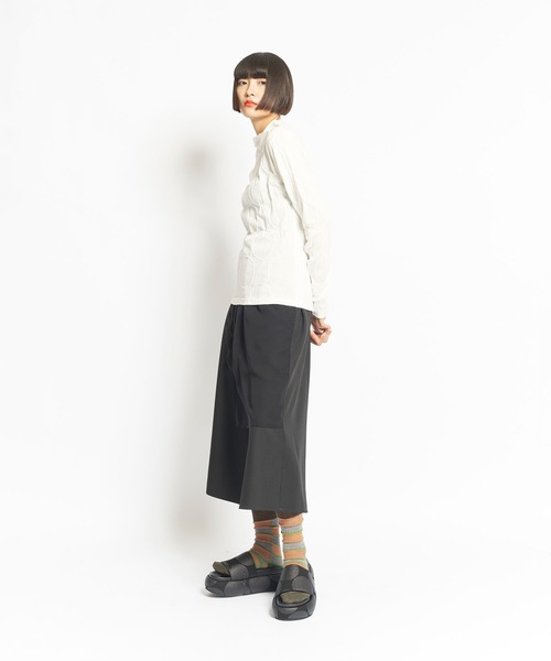 gomme（ゴム）の「リングドット　ハイネックＴ（Tシャツ/カットソー・レディース・ホワイト/ブラック・MEDIUM）」の4枚目の写真