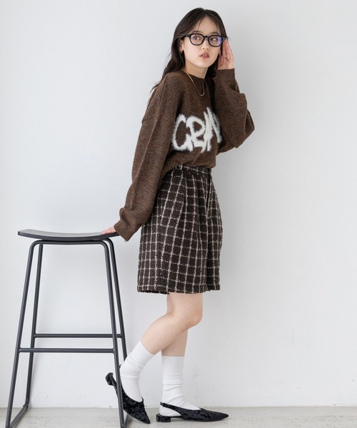 RAGEBLUE(レイジブルー)の「サイドベルト付/ツイードチェックショートパンツ(その他パンツ・レディース・ブラウン・FREE)」の3枚目の写真