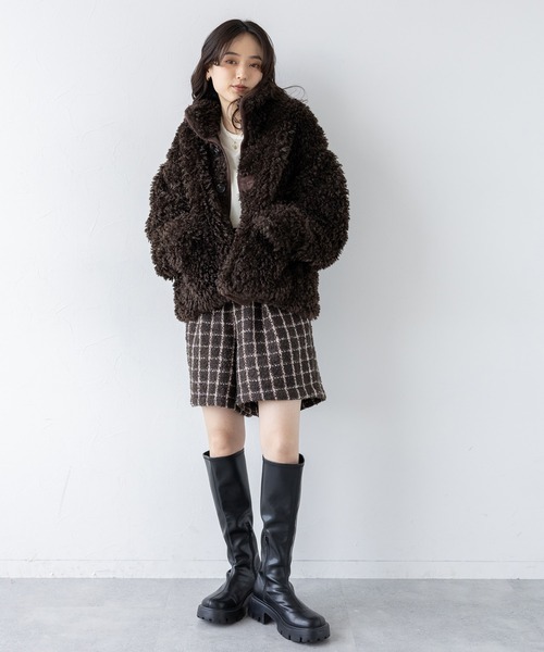 RAGEBLUE(レイジブルー)の「サイドベルト付/ツイードチェックショートパンツ(その他パンツ・レディース・ブラウン・FREE)」の17枚目の写真