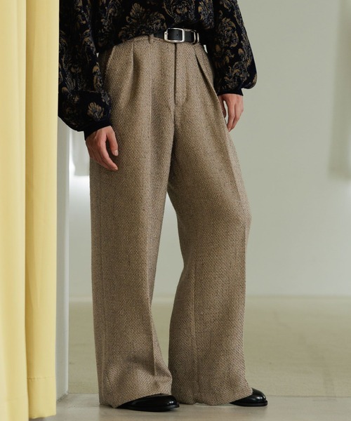 HARE(ハレ)の「【SET UP対応】ラメツイードワイドトラウザー(HARE)(その他パンツ・メンズ・ブラック/ベージュ・SMALL/MEDIUM)」の1枚目の写真