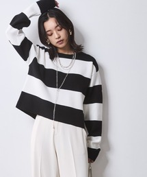 CHIC STYLE | ミラノリブボートネックニットプルオーバー シックスタイル（大きいサイズ対応）(ニット/セーター)