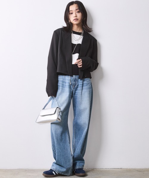 CHIC STYLE(シックスタイル)の「ミラノリブボートネックニットプルオーバー <大きいサイズ有>シックスタイル(ニット/セーター・レディース・ホワイト×ブラック/ブラック系・M/L/LL/3L/4L/5L)」の10枚目の写真