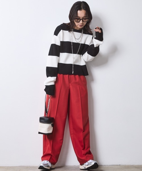 CHIC STYLE(シックスタイル)の「ミラノリブボートネックニットプルオーバー <大きいサイズ有>シックスタイル(ニット/セーター・レディース・ホワイト×ブラック/ブラック系・M/L/LL/3L/4L/5L)」の11枚目の写真
