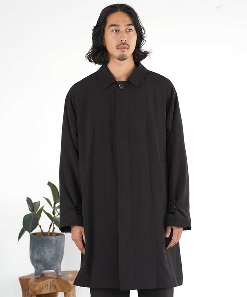 チェルッティ　ステンカラーコート　バルマカーン　ヘリンボーン　黒　48　L〜XL FREAK'S STORE（フリークスストア） ステンカラーコート コート
