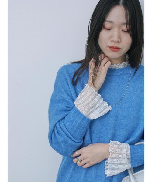 Samansa Mos2 blue(サマンサモスモスブルー)の「ヤクタッチクルーネックプルオーバー(ニット/セーター・レディース・オフホワイト/グリーン/ベージュ/オレンジ/ブルー・F)」の13枚目の写真