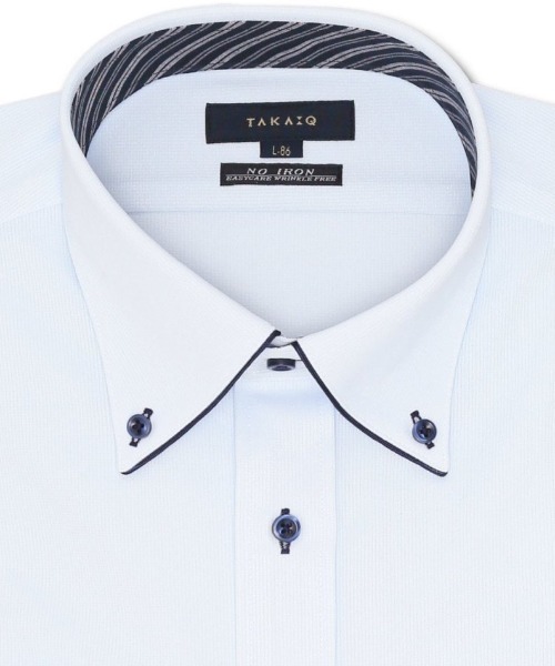 TAKA-Q(タカキュー)の「ワイシャツ メンズ ストレッチ 吸水速乾 ノンアイロン ボタンダウン 長袖 ビジネス ドレス スタンダードフィット(ビジネスシャツ・メンズ・サックスブルー・首回り43cm-裄丈86cm/首回り41cm-裄丈82cm/首回り41cm-裄丈86cm/首回り43cm-裄丈82cm/首回り37cm-裄丈80cm/首回り39cm-裄丈80cm/首回り39cm-裄丈84cm/首回り45cm-裄丈86cm)」の2枚目の写真
