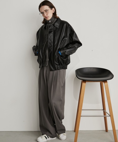 Auntie Rosa Holiday（アンティローザホリデー）の「フェイクレザーブルゾン（ブルゾン・レディース・ブラック・FREE）」の8枚目の写真