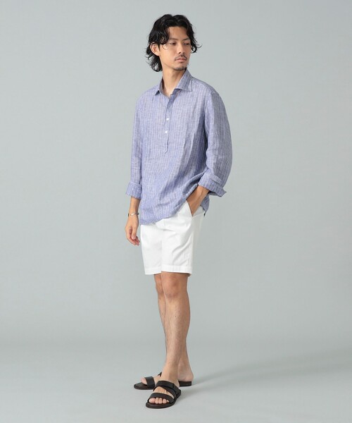 セール】リネン ストライプ プルオーバー シャツ（シャツ