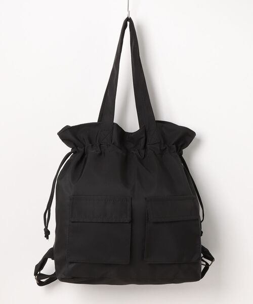 CURI BISCUI（キュリ　ビスキュイ）の「2WAY 巾着リュック（バックパック/リュック・レディース・ベージュ/ブラック/グレー・FREE）」の2枚目の写真