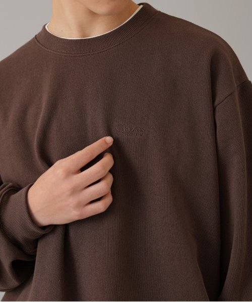 GLAZOS（グラソス）の「【大人向けサイズあり】裏毛・ワンポイント刺繍ロゴトレーナー（スウェット・キッズ・ブラウン/ネイビー/ブラック/オートミール・LL/L/M/S）」の6枚目の写真