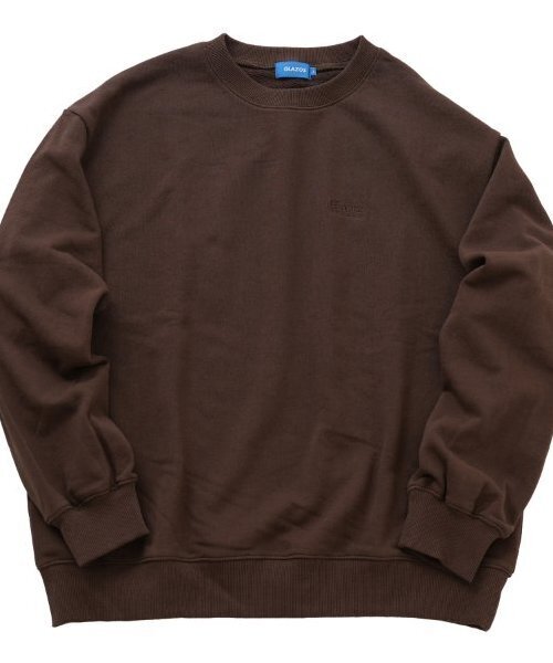 GLAZOS（グラソス）の「【大人向けサイズあり】裏毛・ワンポイント刺繍ロゴトレーナー（スウェット・キッズ・ブラウン/ネイビー/ブラック/オートミール・LL/L/M/S）」の13枚目の写真