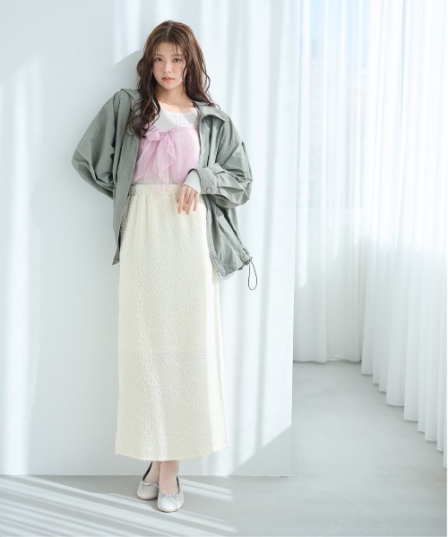 mysty woman（ミスティウーマン）の「リボン2WAYキャミSET  315780（ニット/セーター・レディース・ライトグレー/ピンク/オフホワイト/ブラック・FREE）」の5枚目の写真