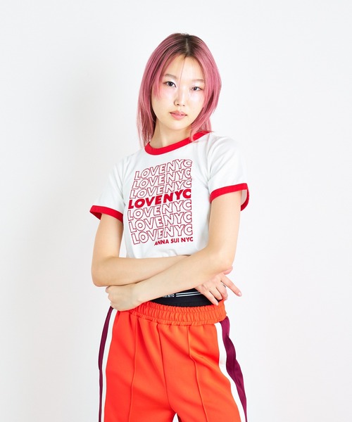 LOVE NYC フロッキーTシャツ（Tシャツ/カットソー）｜ANNA SUI NYC（アナ スイ エヌ ワイ シー） dadidaworld.com
