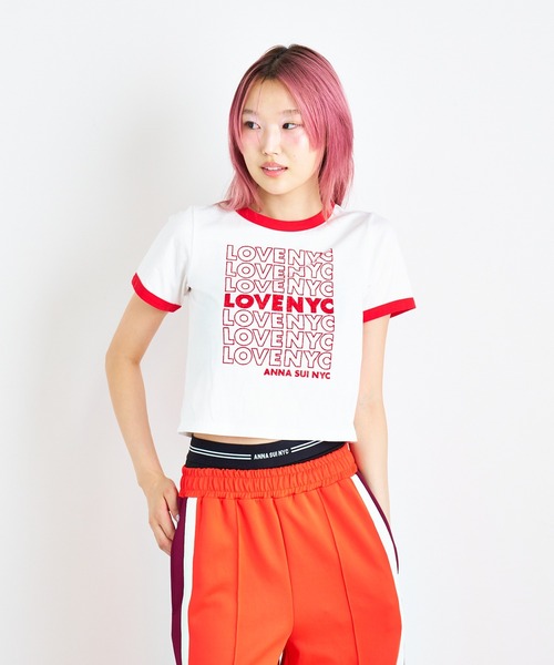 LOVE NYC フロッキーTシャツ（Tシャツ/カットソー）｜ANNA SUI NYC（アナ スイ エヌ ワイ シー） dadidaworld.com