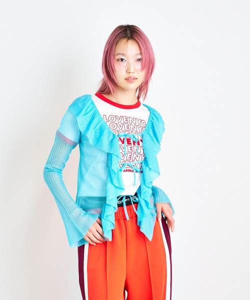 LOVE NYC フロッキーTシャツ（Tシャツ/カットソー）｜ANNA SUI NYC（アナ スイ エヌ ワイ シー） dadidaworld.com