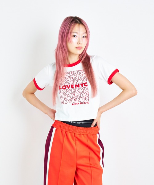 LOVE NYC フロッキーTシャツ（Tシャツ/カットソー）｜ANNA SUI NYC（アナ スイ エヌ ワイ シー） dadidaworld.com