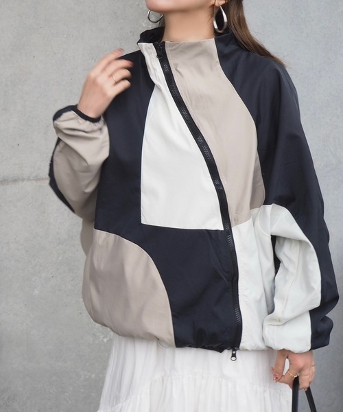 LAULEN（ローレン）の「bicolor zip-up blouson /配色ジップアップ ブルゾン（ブルゾン・レディース・ネイビー・FREE）」の5枚目の写真