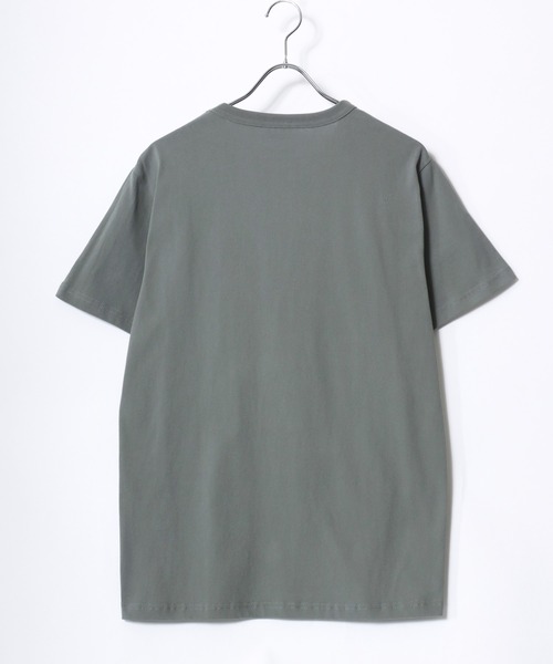 BALL（ボール）の「BALL/ボール ワンポイントロゴ ワッペン刺繍  ポケット付 半袖Tシャツ レディース メンズ（Tシャツ/カットソー・メンズ・ブラック/サックスブルー/オフホワイト/レンガ/グリーン/チャコール/モカ/ネイビー/グレー・M/L/LL）」の16枚目の写真