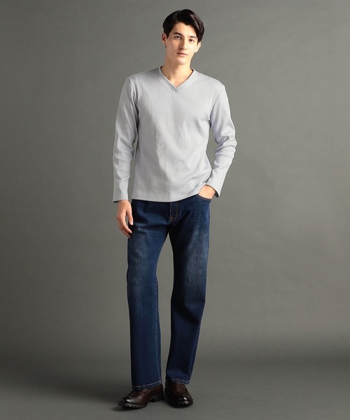 MONSIEUR NICOLE(ムッシュニコル)の「ブライトリブ Vネックカットソー(Tシャツ/カットソー・メンズ・ホワイト/ライトグレー/ブルー/ブラック・LARGE/X-LARGE/MEDIUM)」の6枚目の写真