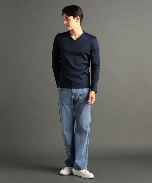 MONSIEUR NICOLE(ムッシュニコル)の「ブライトリブ Vネックカットソー(Tシャツ/カットソー・メンズ・ホワイト/ライトグレー/ブルー/ブラック・LARGE/X-LARGE/MEDIUM)」の8枚目の写真