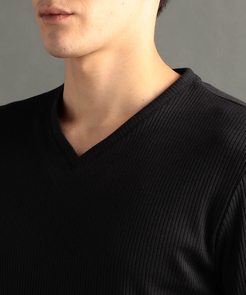 MONSIEUR NICOLE(ムッシュニコル)の「ブライトリブ Vネックカットソー(Tシャツ/カットソー・メンズ・ホワイト/ライトグレー/ブルー/ブラック・LARGE/X-LARGE/MEDIUM)」の11枚目の写真