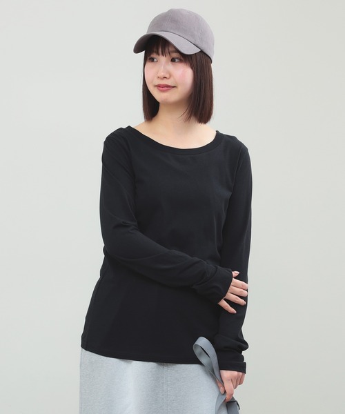 Ray BEAMS（レイビームス）の「ベーシック ロングスリーブ Tシャツ（Tシャツ/カットソー・レディース・サックスブルー/ホワイト/ブラック/クリーム・ONE SIZE）」の7枚目の写真