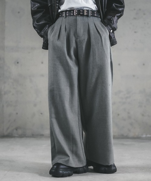 Shoowtime(ショウタイム)の「Tweed two-tuck wide straight slacks / ツイードツータックワイドストレートスラックス(スラックス・メンズ・グレー/ダークグレー・X-LARGE/MEDIUM)」の1枚目の写真