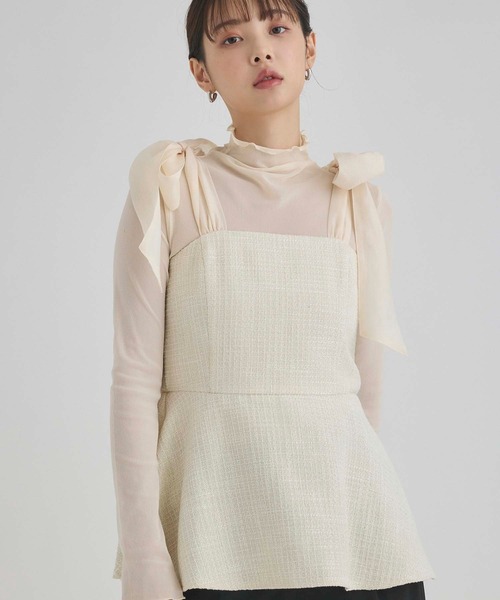 ショルダーリボンペプラムツイードビスチェ（キャミソール）｜fifth