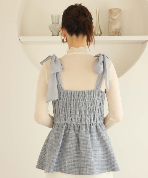 fifth（フィフス）の「ショルダーリボンペプラムツイードビスチェ（キャミソール・レディース・グレー/アイボリー/パープル・M）」の11枚目の写真