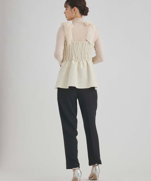 fifth（フィフス）の「ショルダーリボンペプラムツイードビスチェ（キャミソール・レディース・グレー/アイボリー/パープル・M）」の8枚目の写真