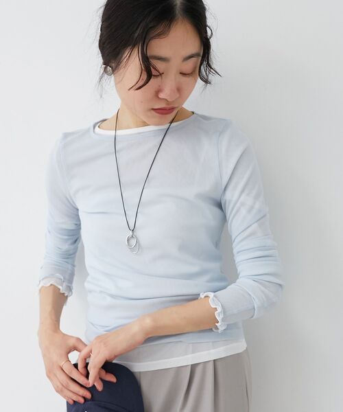 le.coeur blanc（ルクールブラン）の「薄手で着心地抜群！新色登場★シアークルーネックプルオーバー（Tシャツ/カットソー・レディース・ブラック/オフホワイト/サックスブルー/グレー/ホワイト/ネイビー・38）」の18枚目の写真