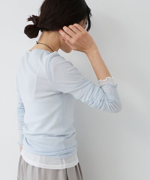 le.coeur blanc（ルクールブラン）の「薄手で着心地抜群！新色登場★シアークルーネックプルオーバー（Tシャツ/カットソー・レディース・ブラック/オフホワイト/サックスブルー/グレー/ホワイト/ネイビー・38）」の20枚目の写真