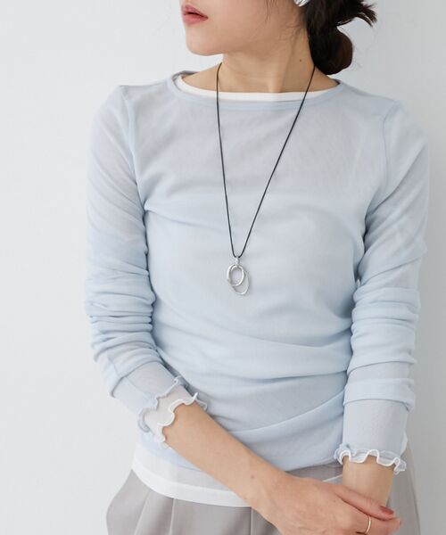 le.coeur blanc（ルクールブラン）の「薄手で着心地抜群！新色登場★シアークルーネックプルオーバー（Tシャツ/カットソー・レディース・ブラック/オフホワイト/サックスブルー/グレー/ホワイト/ネイビー・38）」の21枚目の写真