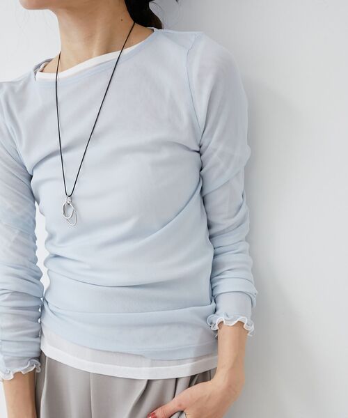 le.coeur blanc（ルクールブラン）の「薄手で着心地抜群！新色登場★シアークルーネックプルオーバー（Tシャツ/カットソー・レディース・ブラック/オフホワイト/サックスブルー/グレー/ホワイト/ネイビー・38）」の22枚目の写真