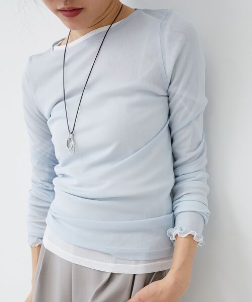 le.coeur blanc(ルクールブラン)の「シアークルーネックプルオーバー(Tシャツ/カットソー・レディース・ブラック/オフホワイト/サックスブルー/グレー/ホワイト/ネイビー・38)」の15枚目の写真