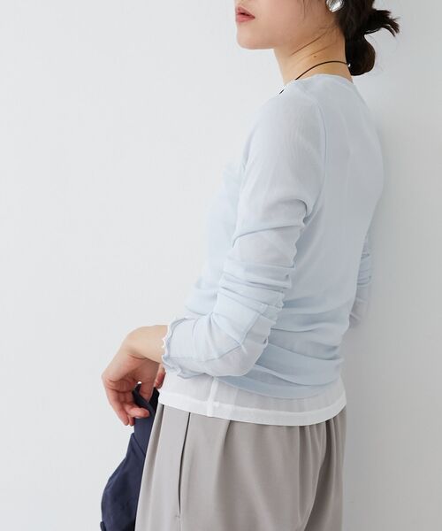 le.coeur blanc(ルクールブラン)の「シアークルーネックプルオーバー(Tシャツ/カットソー・レディース・ブラック/オフホワイト/サックスブルー/グレー/ホワイト/ネイビー・38)」の18枚目の写真