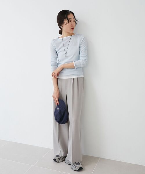 le.coeur blanc(ルクールブラン)の「シアークルーネックプルオーバー(Tシャツ/カットソー・レディース・ブラック/オフホワイト/サックスブルー/グレー/ホワイト/ネイビー・38)」の19枚目の写真