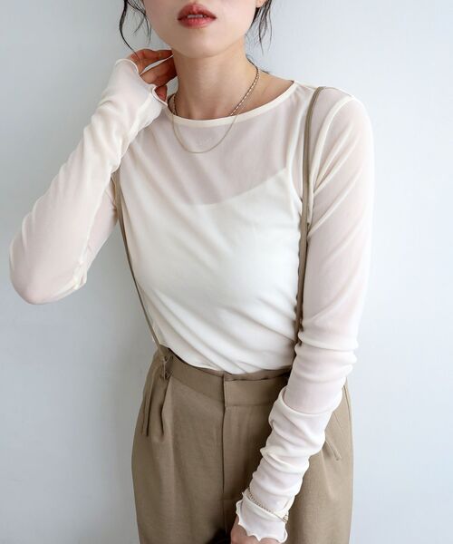 le.coeur blanc（ルクールブラン）の「薄手で着心地抜群！新色登場★シアークルーネックプルオーバー（Tシャツ/カットソー・レディース・ブラック/オフホワイト/サックスブルー/グレー/ホワイト/ネイビー・38）」の7枚目の写真