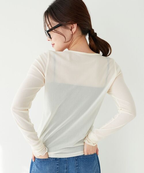 le.coeur blanc（ルクールブラン）の「薄手で着心地抜群！新色登場★シアークルーネックプルオーバー（Tシャツ/カットソー・レディース・ブラック/オフホワイト/サックスブルー/グレー/ホワイト/ネイビー・38）」の14枚目の写真