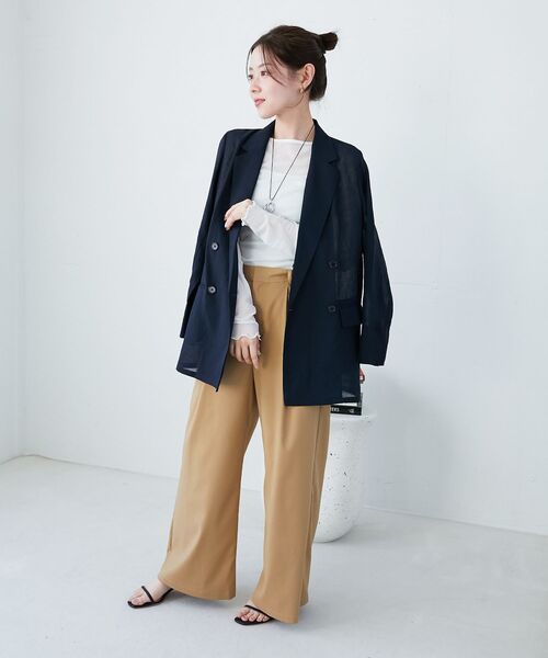 le.coeur blanc（ルクールブラン）の「薄手で着心地抜群！新色登場★シアークルーネックプルオーバー（Tシャツ/カットソー・レディース・ブラック/オフホワイト/サックスブルー/グレー/ホワイト/ネイビー・38）」の7枚目の写真