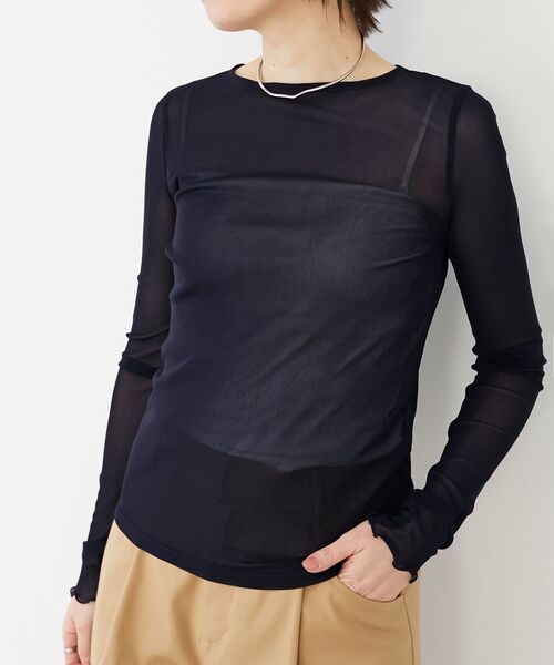 le.coeur blanc（ルクールブラン）の「薄手で着心地抜群！新色登場★シアークルーネックプルオーバー（Tシャツ/カットソー・レディース・ブラック/オフホワイト/サックスブルー/グレー/ホワイト/ネイビー・38）」の15枚目の写真