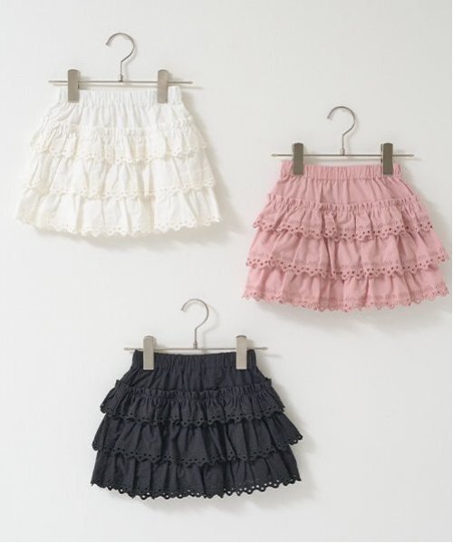 Lycee mine(リセマイン)の「チェリーコットンレースティアードスカパン(その他パンツ・キッズ・ブラック/アイボリー/ピンク・110cm/100cm/140cm/120cm/150cm/130cm)」の4枚目の写真