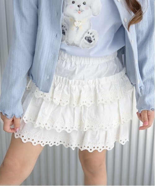 Lycee mine(リセマイン)の「チェリーコットンレースティアードスカパン(その他パンツ・キッズ・ブラック/アイボリー/ピンク・110cm/100cm/140cm/120cm/150cm/130cm)」の11枚目の写真