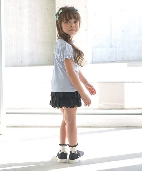 Lycee mine(リセマイン)の「チェリーコットンレースティアードスカパン(その他パンツ・キッズ・ブラック/アイボリー/ピンク・110cm/100cm/140cm/120cm/150cm/130cm)」の17枚目の写真