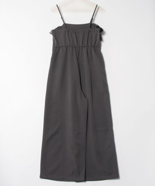 STYLEBLOCK(スタイルブロック)の「リネンタッチピンストライプチュールドッキングオールインワン(サロペット/オーバーオール・レディース・アイボリー/ライトベージュ/チャコールグレー/ブラック・M)」の5枚目の写真