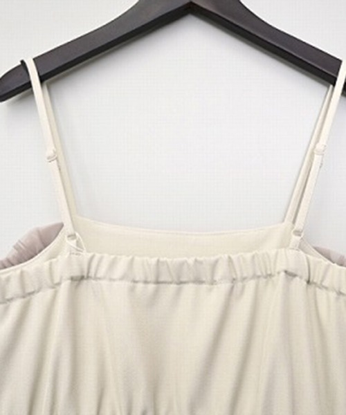 STYLEBLOCK(スタイルブロック)の「リネンタッチピンストライプチュールドッキングオールインワン(サロペット/オーバーオール・レディース・アイボリー/ライトベージュ/チャコールグレー/ブラック・M)」の8枚目の写真